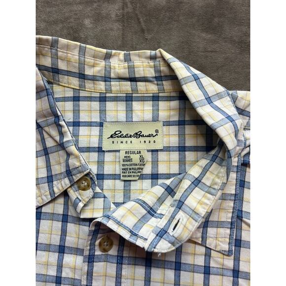 Eddie Bauer Men's XL Button Shirt Short Sleeve Plaid Multicolor - Picture 4 of 6